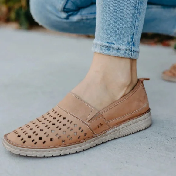 Josef Seibel Tan Perforated Slip-On Loafers size 37 (6.5 to 7 us) - Picture 2 of 10